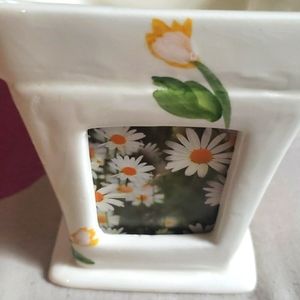 Ceramic flower pot with photo insert
